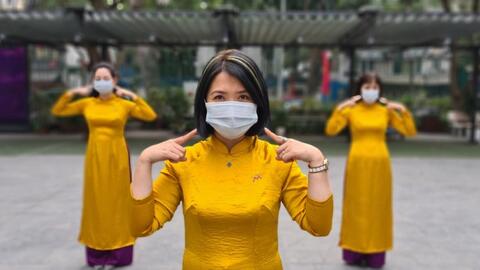 Độc đáo bộ ảnh cổ động của Bảo tàng Phụ nữ Việt Nam hưởng ứng thực hiện việc phòng chống dịch Covid-19