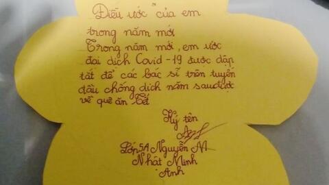 Học sinh TH Trưng Vương ước dịch bệnh mau qua, các bác sĩ sớm trở về nhà