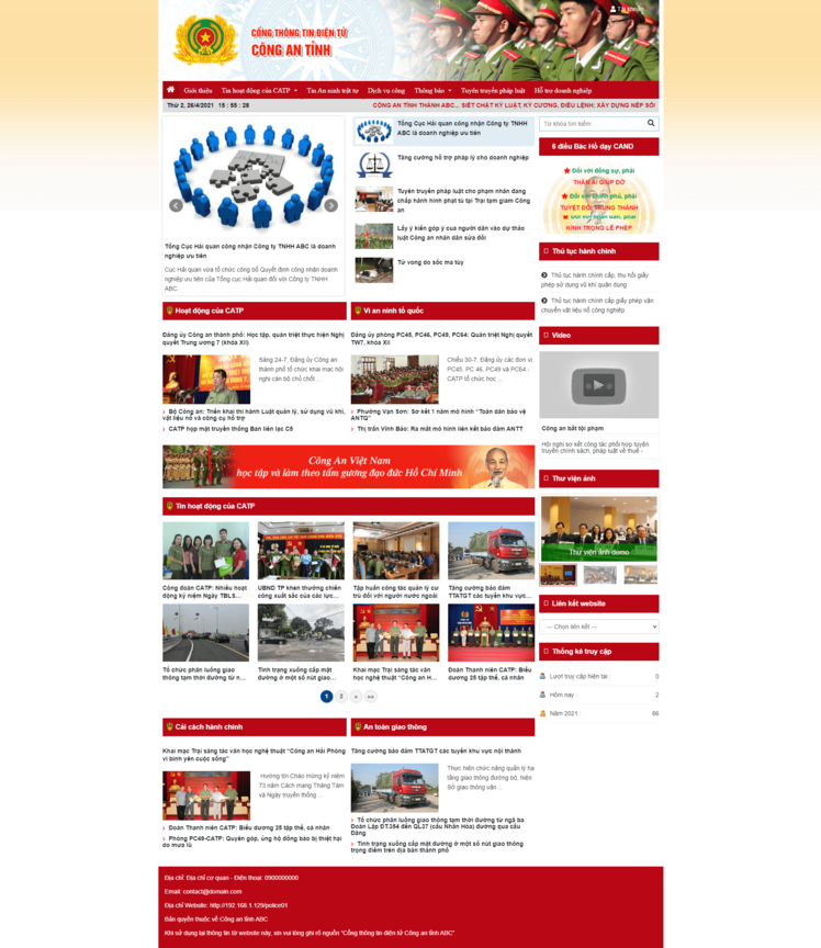 Thiết kế website công an tỉnh 21