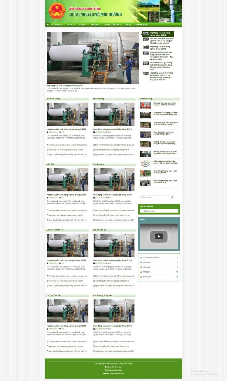 Xây dựng website nhà nước 33 (Sở tài nguyên môi trường)