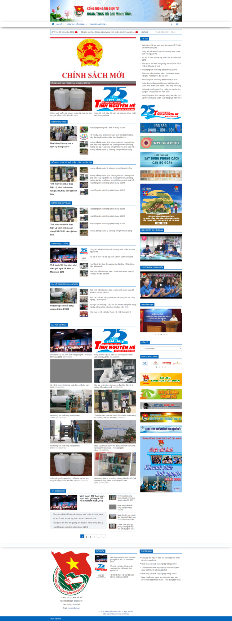 Tạo mẫu website thành đoàn 31