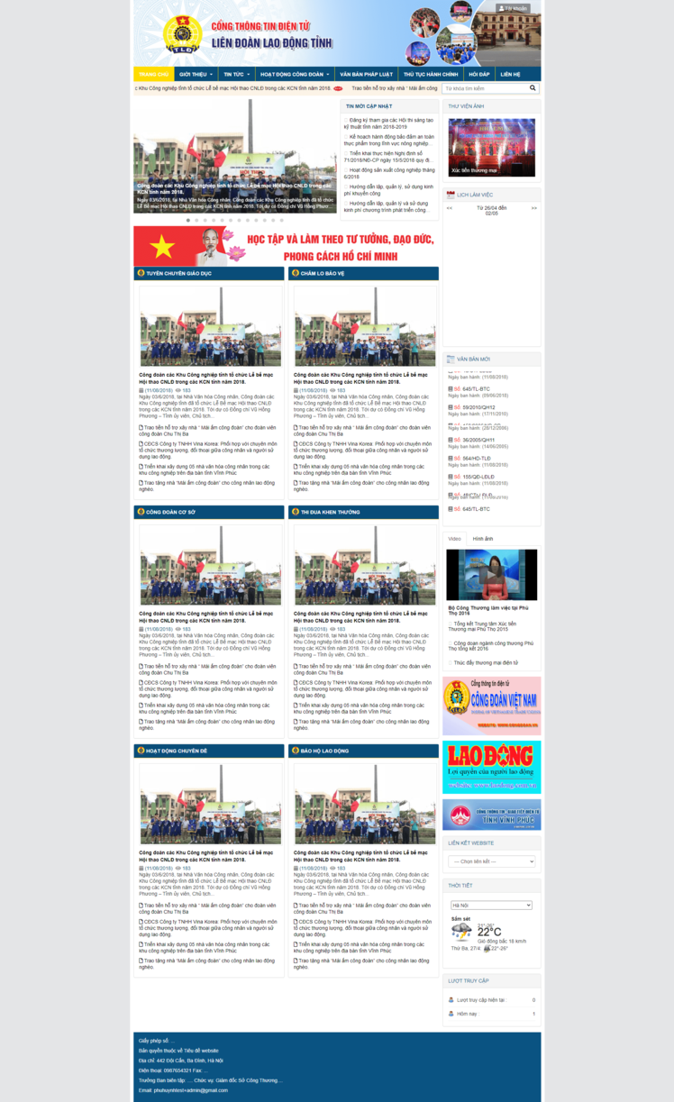 Thiết kế website Liên đoàn lao động 30