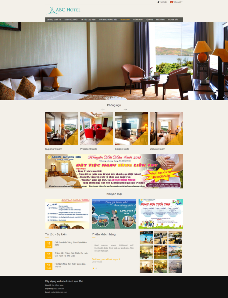 Xây dựng website khách sạn 114