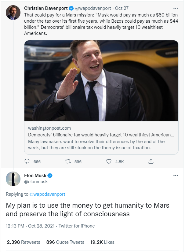 Sợ phải trả đến 50 tỷ USD tiền thuế, Elon Musk nói Thà dùng số tiền đó để đưa người lên Sao Hỏa - Ảnh 2. Sợ phải trả đến 50 tỷ USD tiền thuế, Elon Musk nói Thà dùng số tiền đó để đưa người lên Sao Hỏa - Ảnh 2.